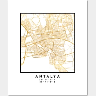 ANTALYA TURKEY CITY STREET MAP ART Posters and Art